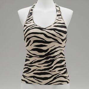 ​🦓 Vintage 90s/Y2K Rave City Zebra Print Halter Top 🖤